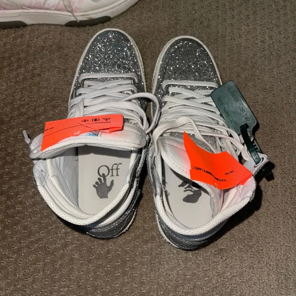 OFF-WHITE 3.0 Court Glitter High Top Sneaker SIZE 38 WOMANS COMES WITH BOX - Picture 2 of 6